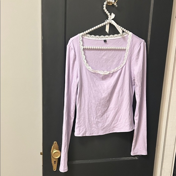 Tops - Lavender Lace-Trimmed Women's Top
